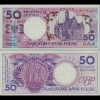 *50 Zlotych Poľsko 1990 P169 UNC - Kliknutím na obrázok zatvorte -